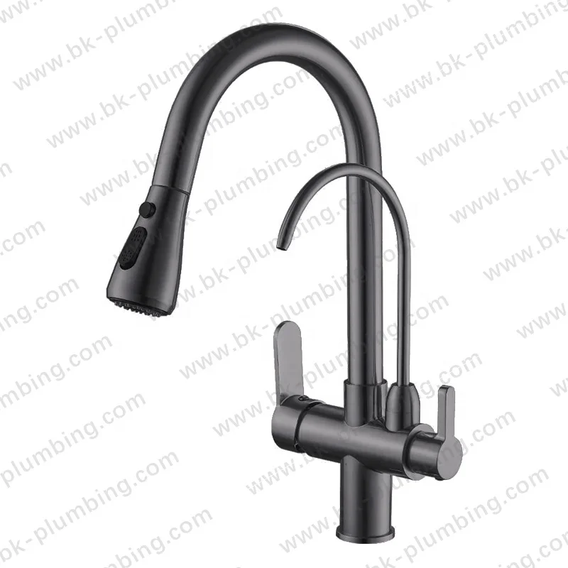 Rose Gold Kitchen Sink Faucet Water Filter Purifier Tap with Pull Out Sprayer