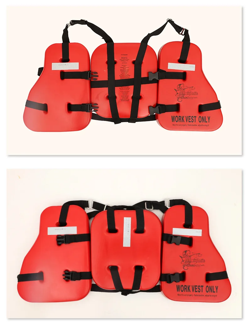 Marine Oil Workers Using Three-Pieces Life Jacket