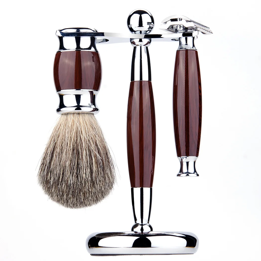 
Spot Men Resin Old Fashioned Shaver Set Beard Brush Metal Alloy Badger Hair Household Hu Wash Face Brush 