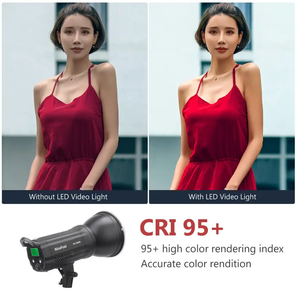 NiceFoto HC-600B LED Video Light Lamp FSK 2.4G Remote Control CRI95+ Adjustable Brightness Color Filters for Studio Photography