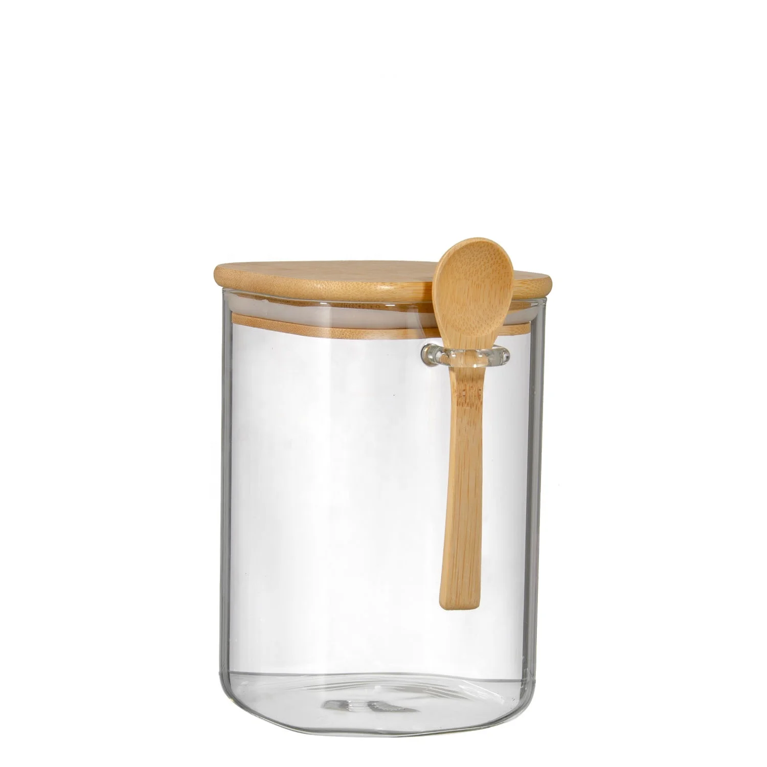 Samyo Stackable Glass Food Storage Containers Set  Spice Glass Jars with Bamboo Lids for Kitchen Pantry Organization