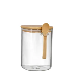 Samyo Stackable Glass Food Storage Containers Set  Spice Glass Jars with Bamboo Lids for Kitchen Pantry Organization