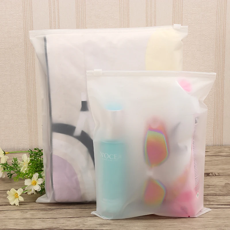 Hot Selling Transparent Zipper Resealable Clothes Packaging Frosted Plastic Ziplock Bag Zip Lock Bags With Logo
