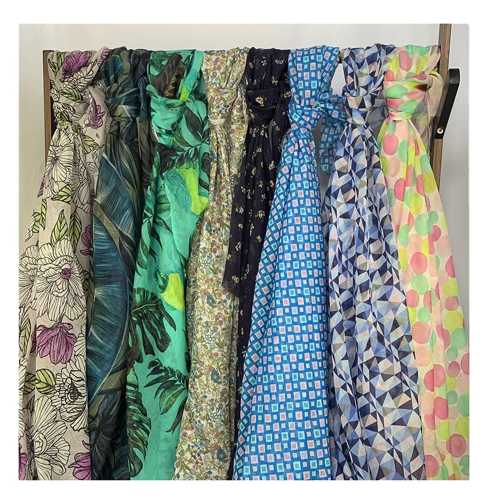 Translucent No MOQ nylon Tencel interwoven tulle digital printing fabric sexy translucent clothing fabric