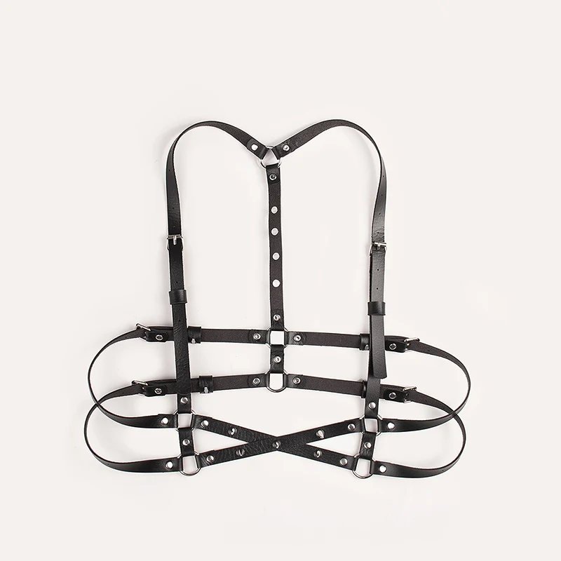 New Product Factory Design Low-rise Punk Tacks Cross Black Studded Decor Harness Belt