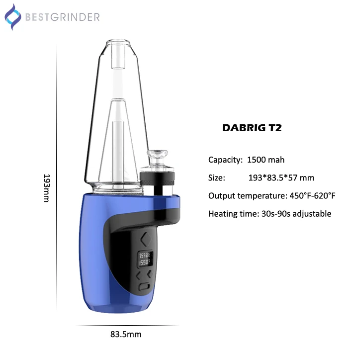2021 Dabrig T2 Electronic hookah head Wax Concentrate Shatter Budder Dab Rig Kit 4 Heat Settings vs SOC