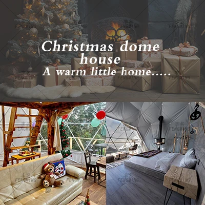Christmas house geodesic dome tent 6m 8m 5m winter waterproof snow defence glamping tents with bathroom