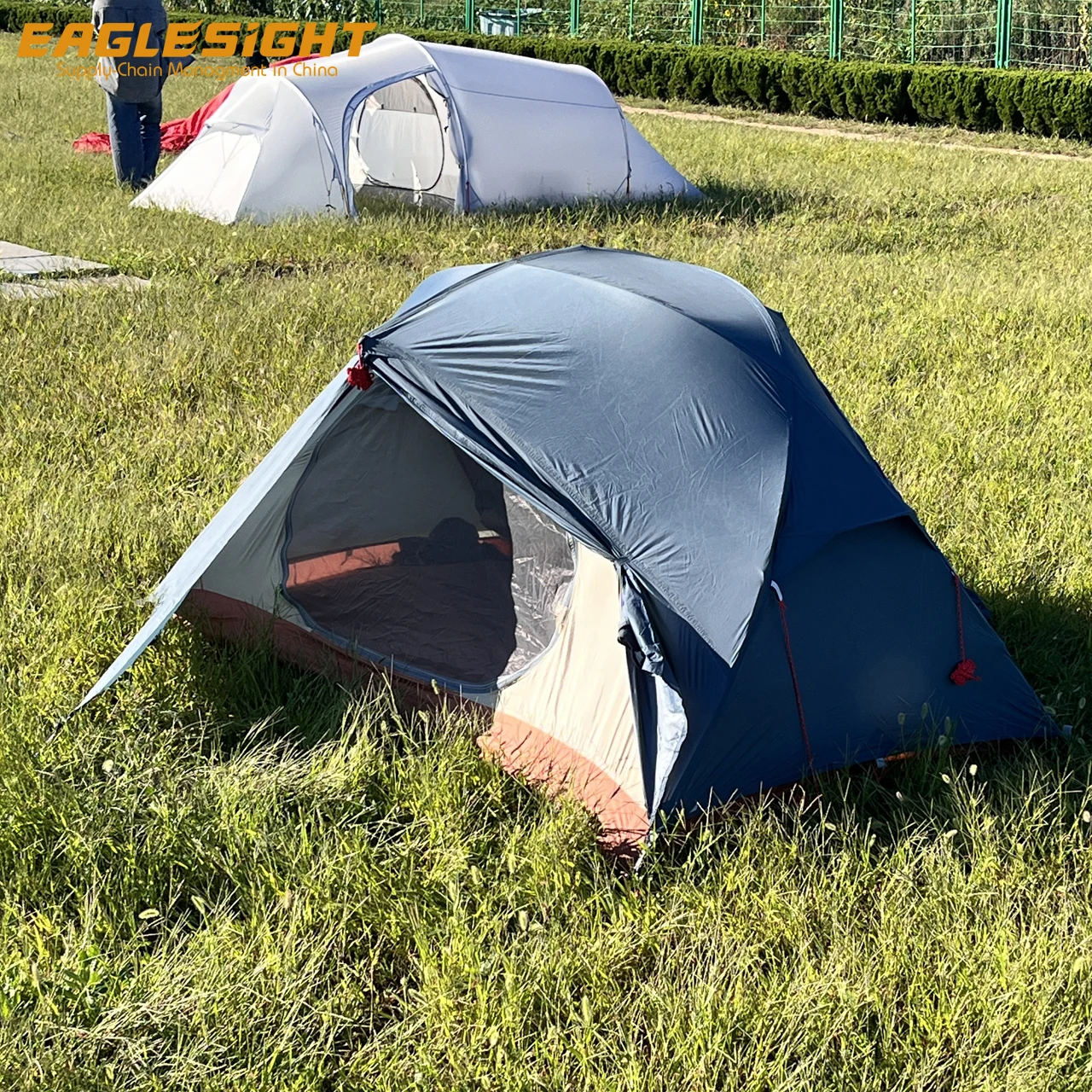 Tenda Camping 40D Nylon PU3000 Waterproof Double Layer 2-Person Camping Tent with Aluminum Poles and Recycled Material
