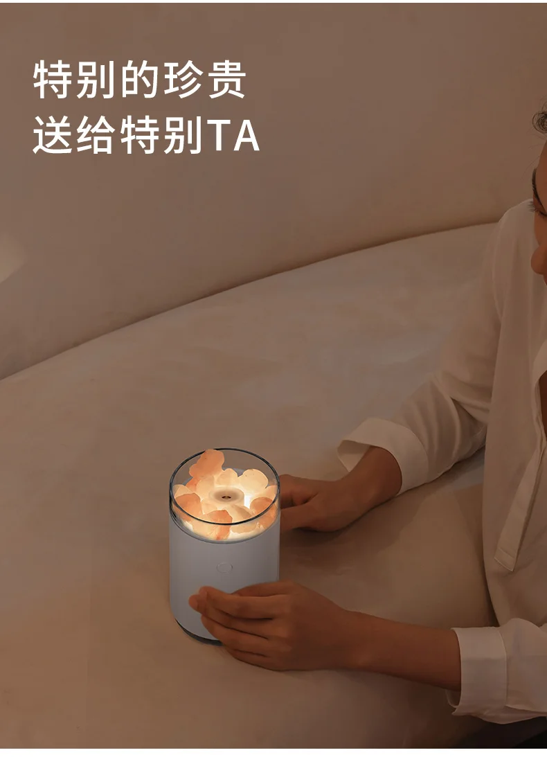 Crystal Salt Stone with Night Light Battery Wholesale OEM Aroma Essential Oil Diffuser Room Air Humidifier