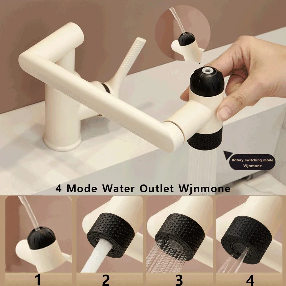 4 Modes 360° Rotation Multi Functional Waterfall Basin Faucet Stream Sprayer Hot Cold Water Sink Mixer Wash Tap For Bathroom