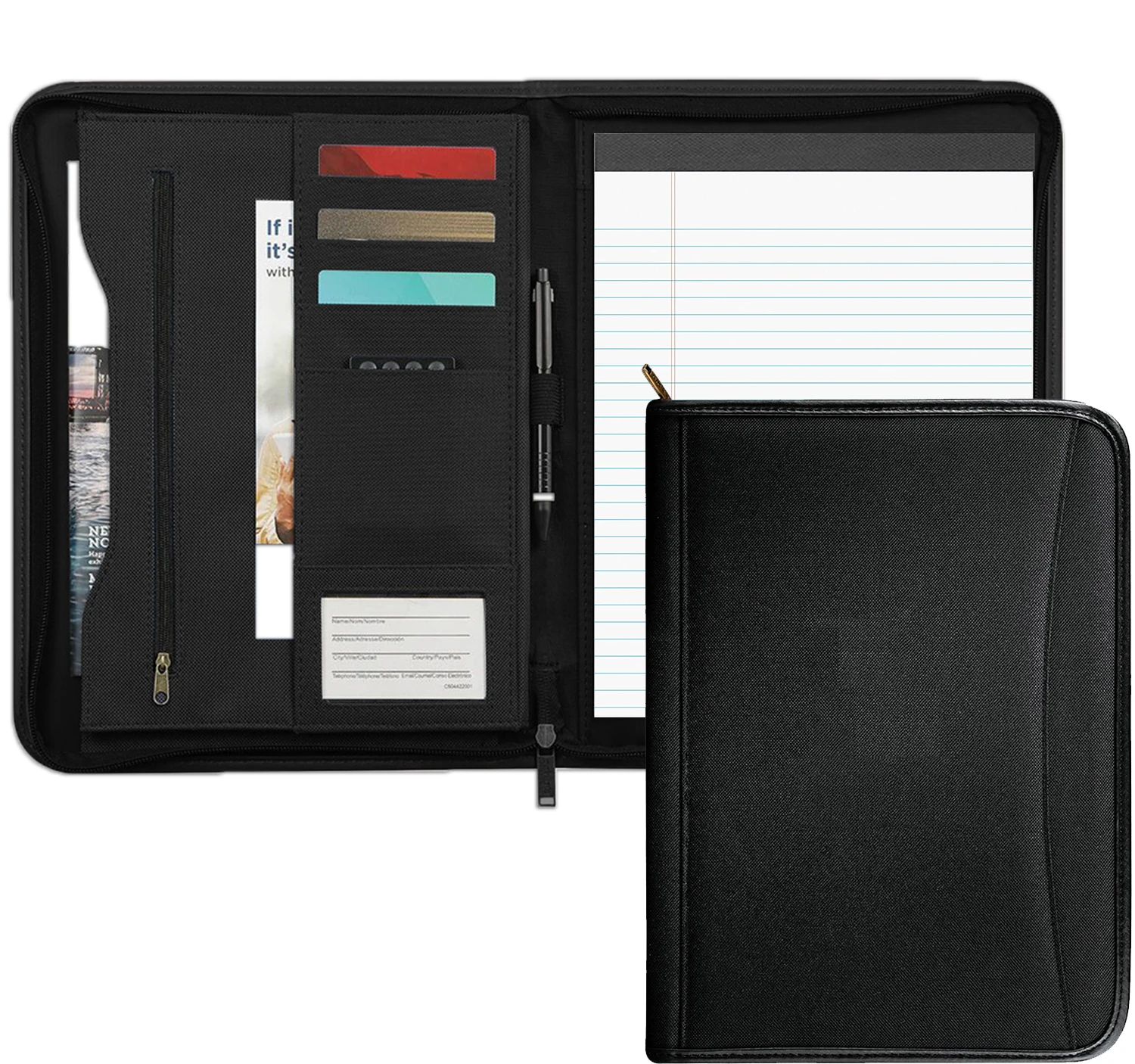 Padfolio Портфолио из искусственной кожи многофункциональный бизнес портфель с застежкой-молнией папка Органайзер резюме