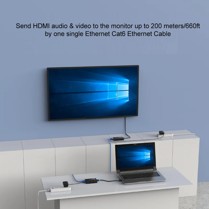200 м HDMI удлинитель для Cat5e 6 Ethernet Стандартный передатчик и приемник через