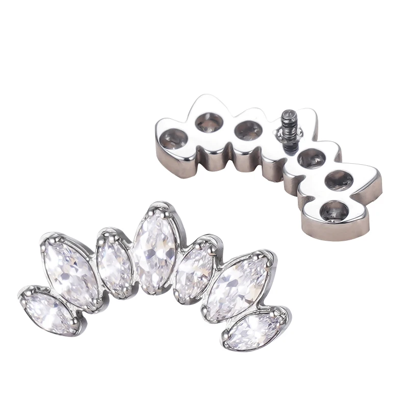 GZN ASTM F136 Titanium Multi Top In Threaded & Push In Lip Earrings Labret Nose Rings Leaf Body Piercing Jewelry Accessories