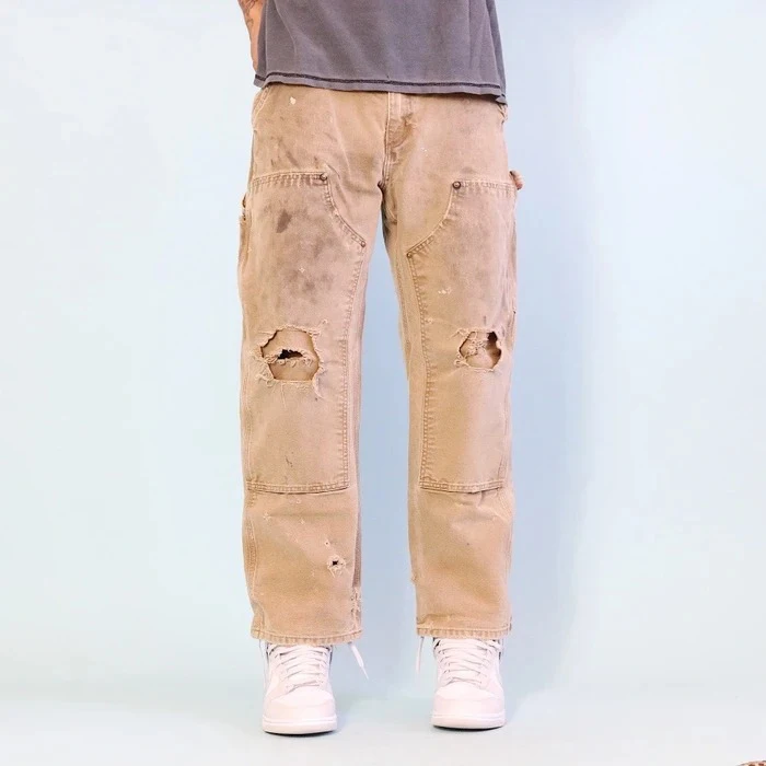 Wholesale Custom Vintage Baggy Mens Double Knee Cargo Carpenter Pants