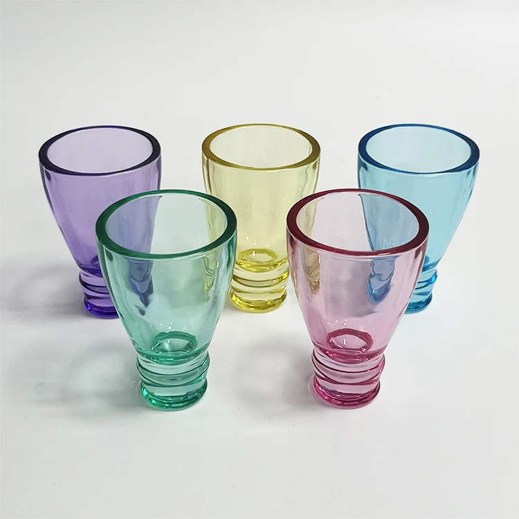 45ml Crystal Eco-friendly colored unique shape bottle cup shot glasses Special Design Creative Beer Bottleneck whisky Shot Glass