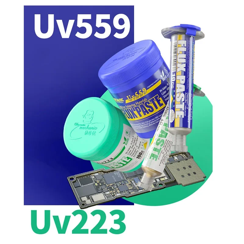 100G MECHANIC UV223 UV559 Lead-Free Solder Paste BGA PCB SMD Flux NO-Clean Soldering Grease Welding Fluxes Repair Tools