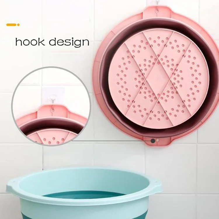 New Arrivals Custom Feet Soaking Massage Bucket Leak Proof Portable TPR Collapsible Foot Spa Basin With Lid