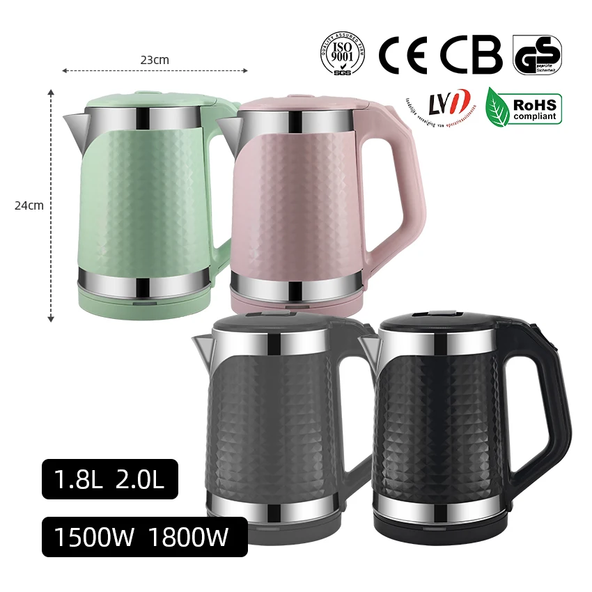 2023 New Arrival Green Samovar Electric Tea Kettle and Pot 1.8 Liter Double Layers Safety Electric Kettles for Home