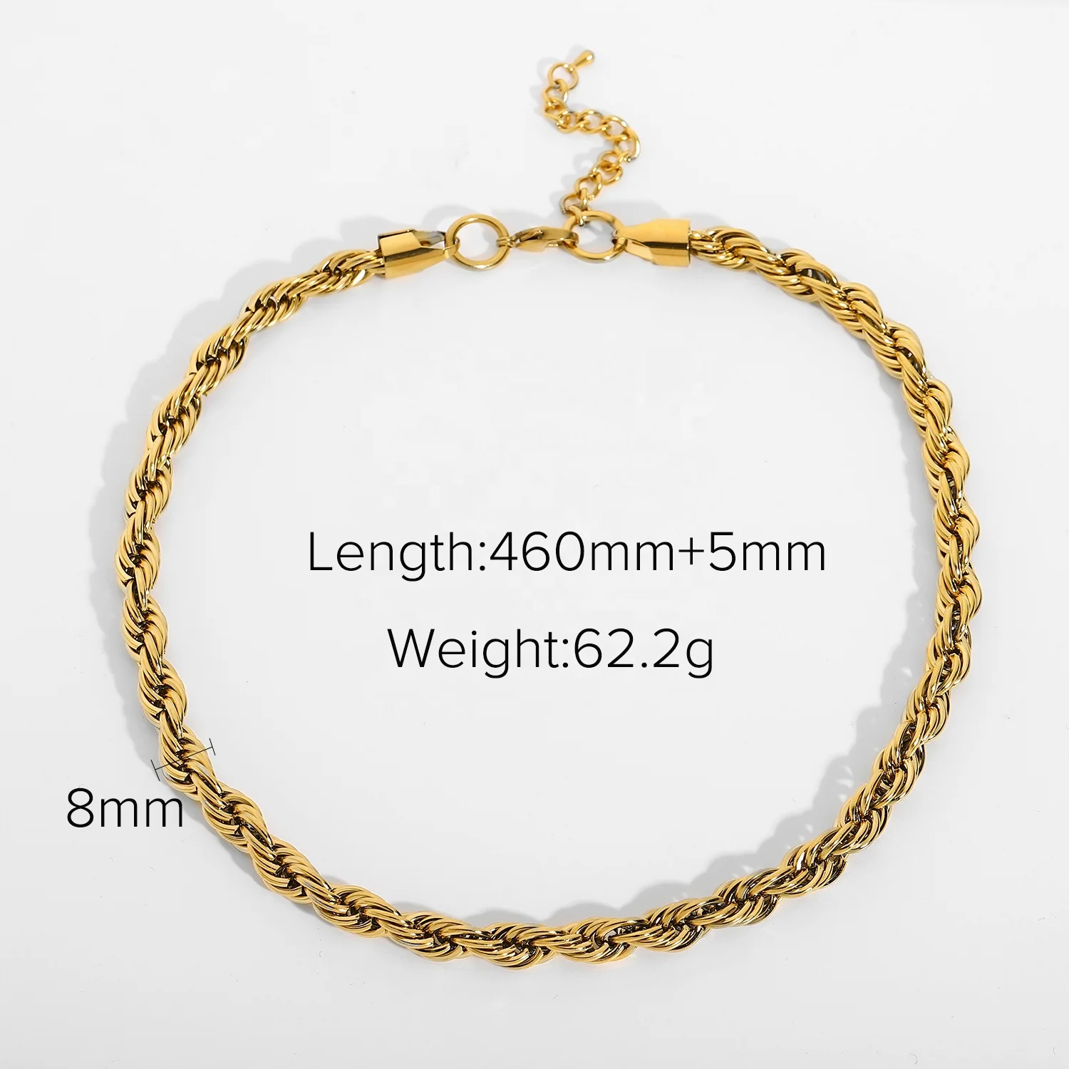 Wholesale Accessories Women Permanent Jewelry 8mm Chunky Statement Chain Choker Twisted Rope Thick Chain Necklace For Girls