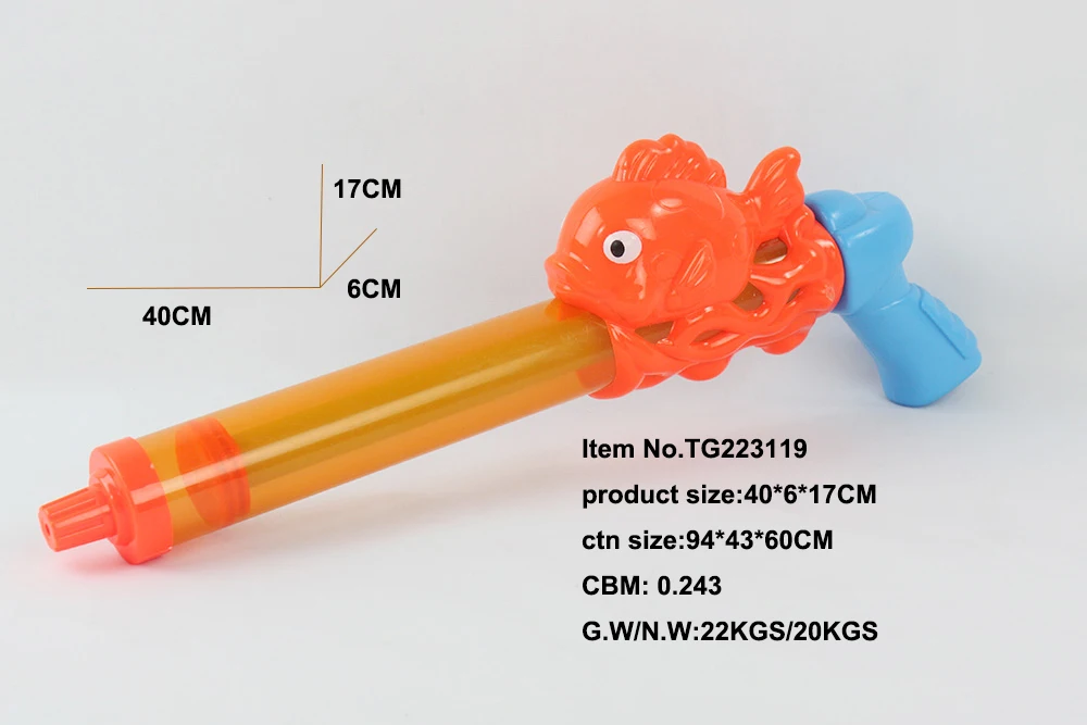 Wholesale kid outdoor toy 53cm 40cm transparent water pump gun cute small fish summer beach pool water game water toy for kids