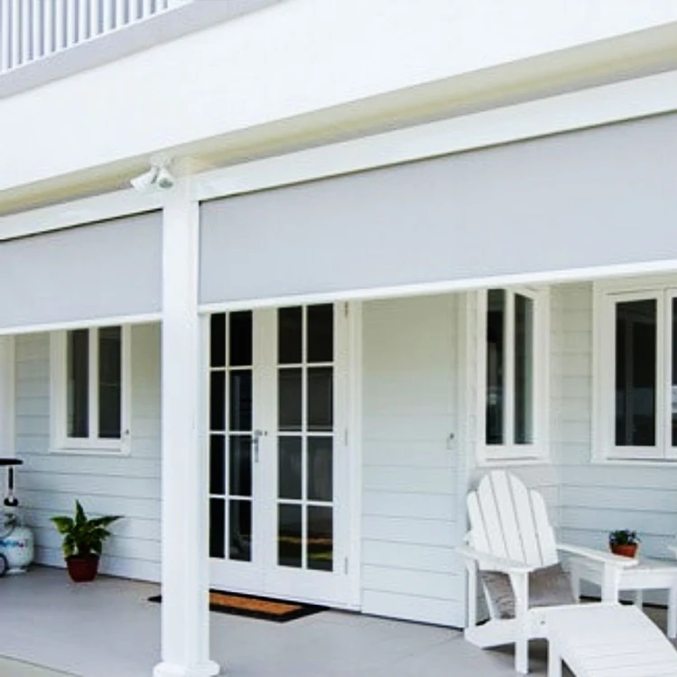 Outdoor Roller Blinds Zip Track Motorized Zip Screen Windproof and Rainproof for Patio or Sun room