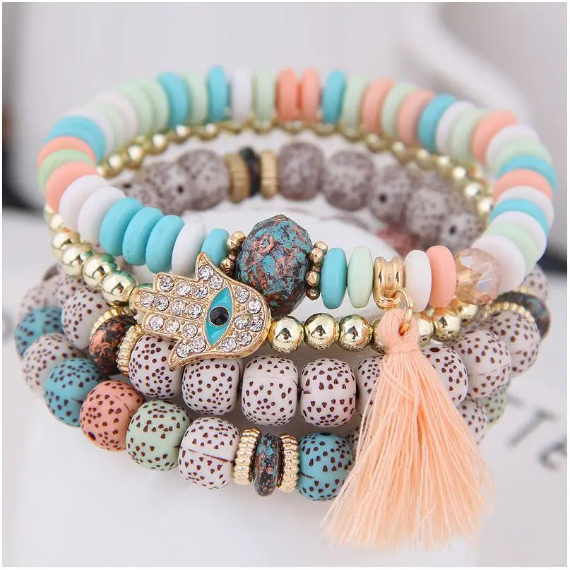 MIYOUKE Women Bohemian Jewelry Bead Tassel Bracelet Wholesale