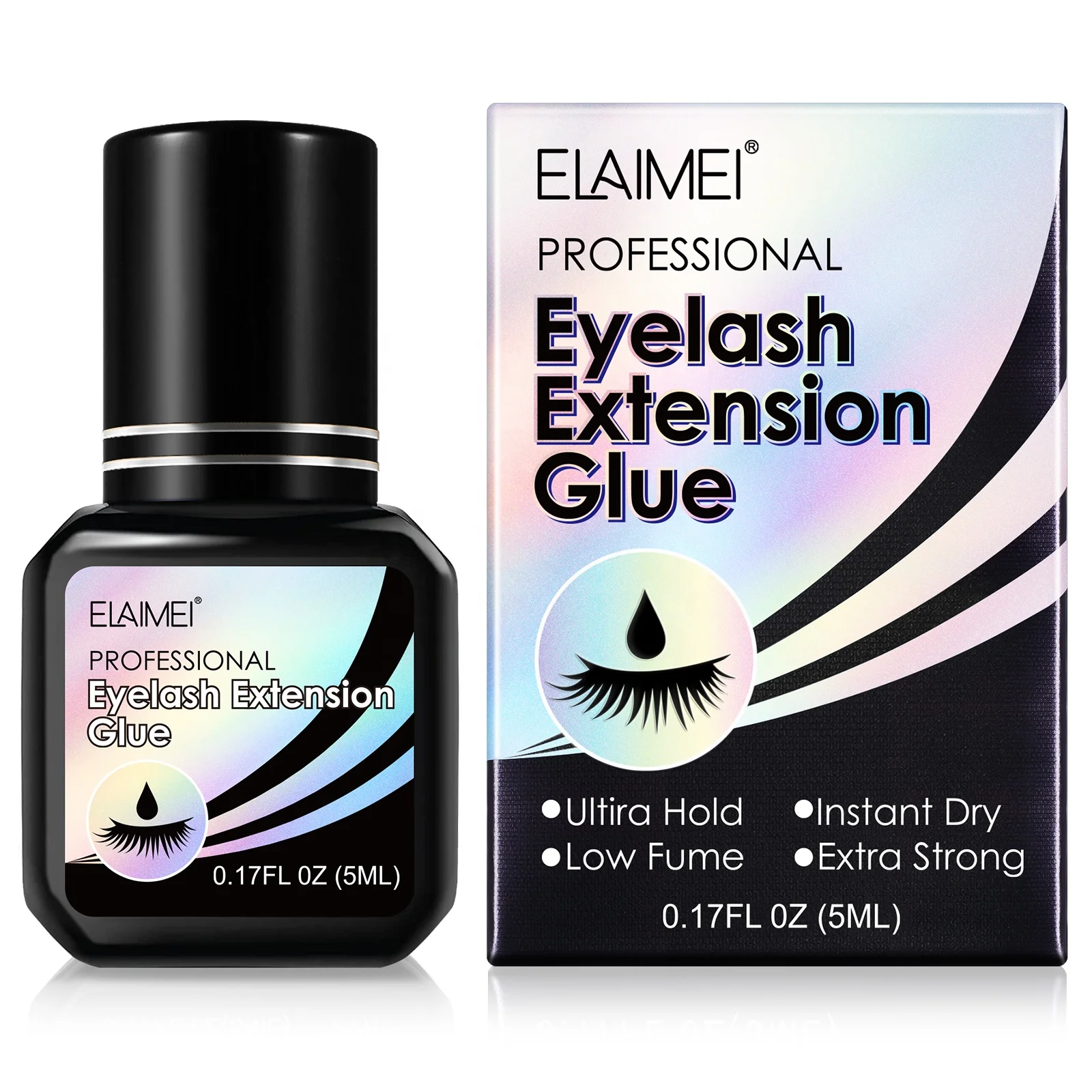 ELAIMEI private label bond and seal oil resistant low humidity wholesale extension waterproof eyelash glue for strip lashes