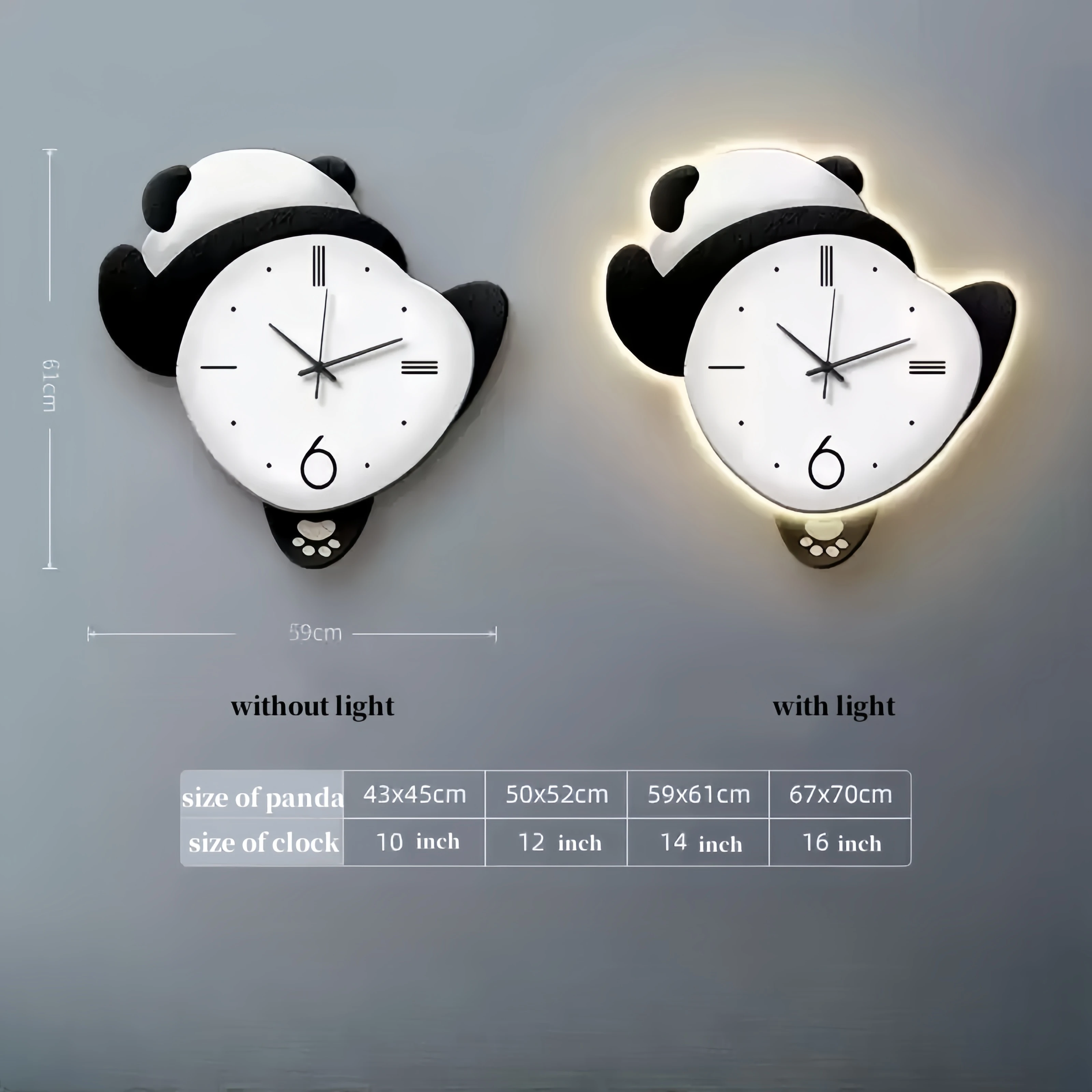 New Trend Nordic acrylic UV cutting sandstone surface decorative panda painting with led lights decoration interior house