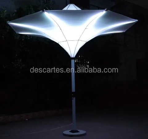 3.5m lighted garden flower umbrellas, PVC LED round tulip umbrellas for large events