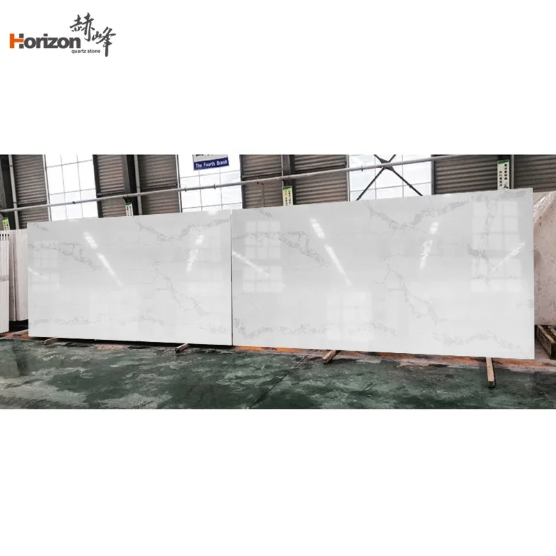  Horizon artificial white calacatta cuarzos quartz slab price counter top countertops for kitchens