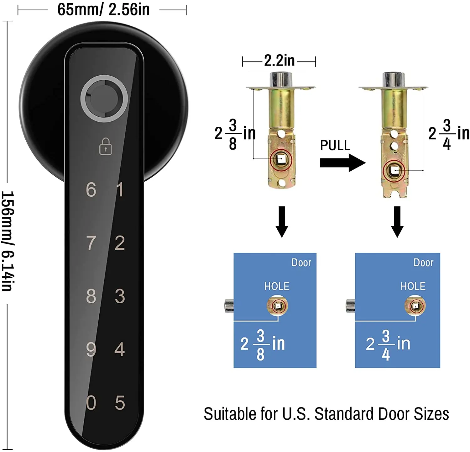 TTlock smart bluetooths push and pull smart key smartlock digital room door lock with touch screen keypad safety security unlock