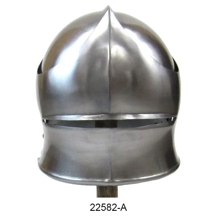 Cast Iron German Sallet Armor Helmet Silver Plated Ancient War Warriors Helmet Medieval Armor Helmet for Decoration