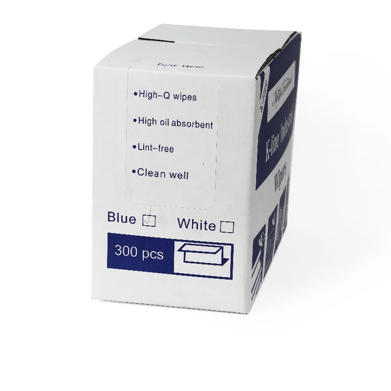 Custom Blue Lint-Free Industrial Cleaning Wipes 300pcs/Box Folded Nonwovens Cloth