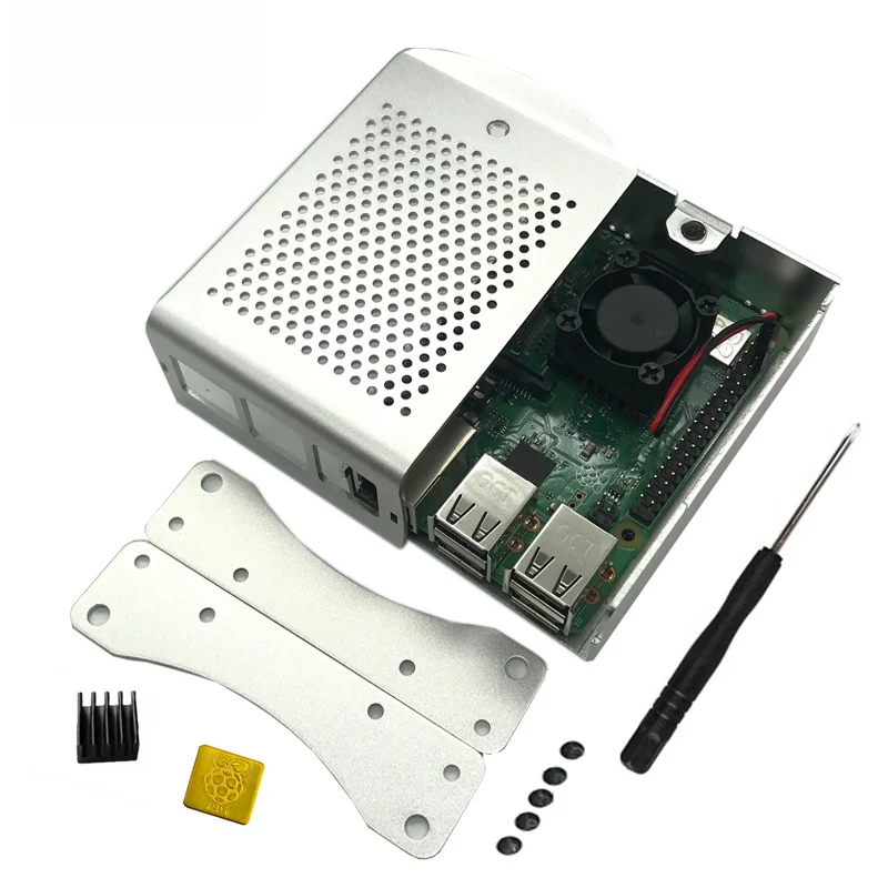 Raspberry Pi 4B Aluminum Mesh Box Raspberry Pi 4th Generation Metal Case With Cooling Fan