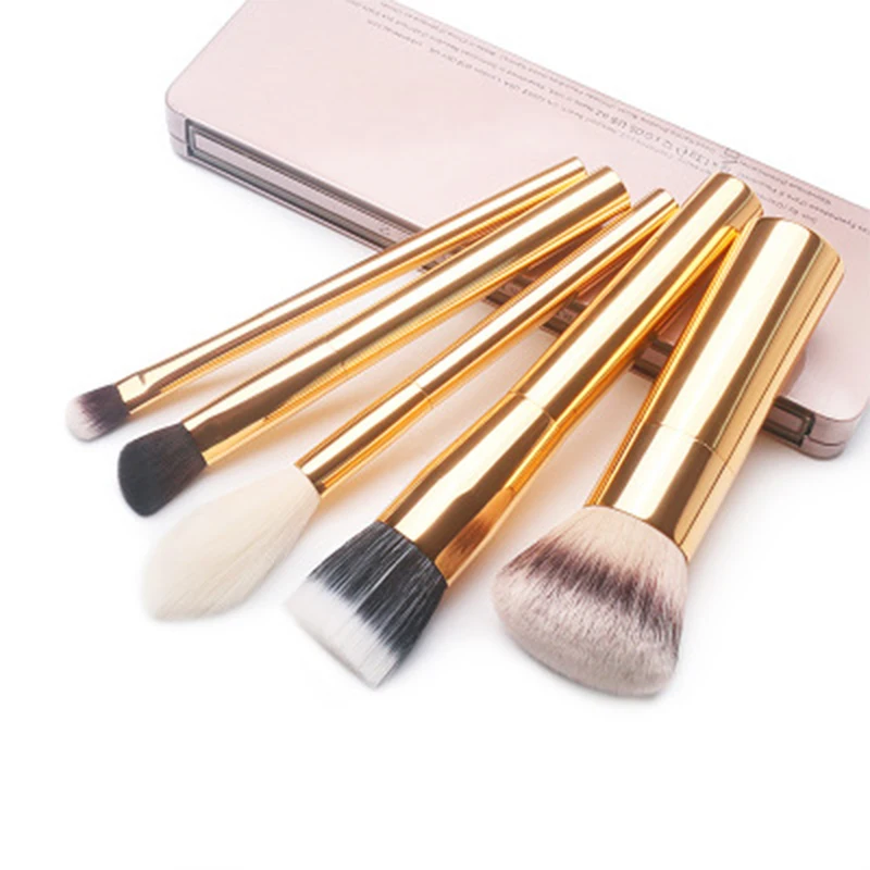 HXT-001F 5pcs mini vegan hair metal handle cosmetic beauty tools brushes cosmetic brushes kit for daily brush make up travelling