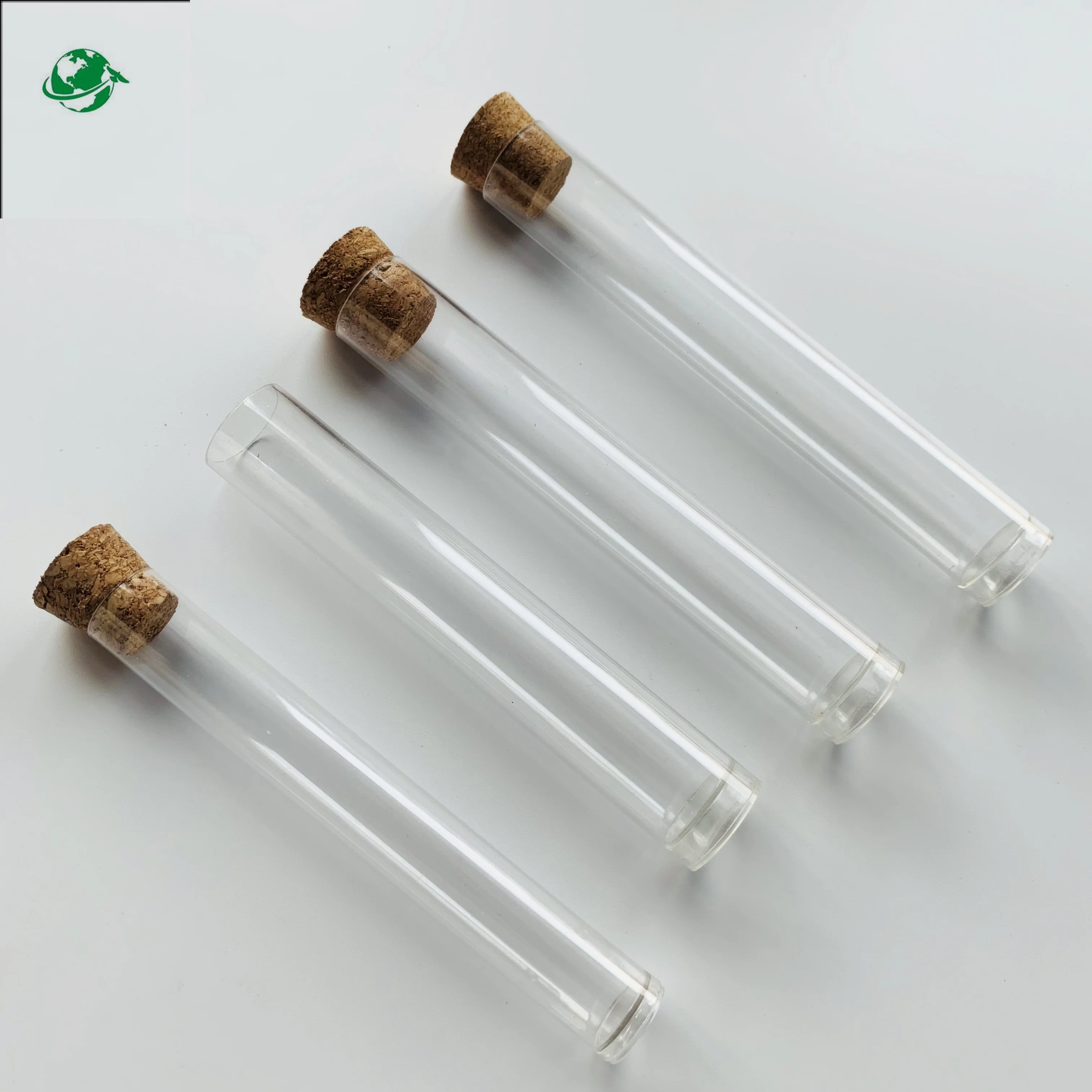 Custom 16 mm 18 mm plastic test tubes Testing cylinder shape with cork stopper for gifts packaging