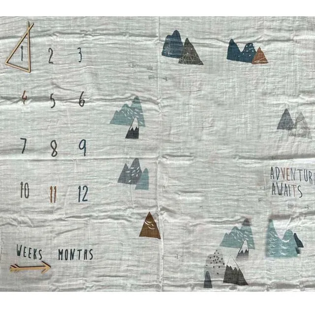 Monthly Milestone Blanket For Boy Girl Personalized Muslin Swaddle Blanket cotton baby towel Use as Backdrop or Laying Down