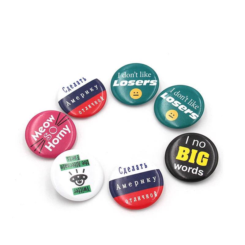 Custom business gifts full color printing round metal button badge
