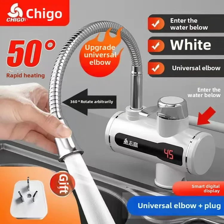 Chigo Wall-Mounted Electric Water Faucet Heater Rapid Heating Kitchen Treasure US Plug English Tankless Home Use Showers