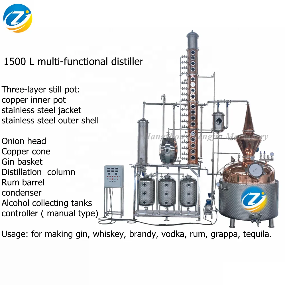 Distillation machines for alcohol gin production equipment moonshine distiller 200L, 500L, 1000L