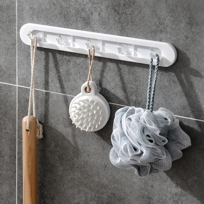 Bathroom punch-free strong adhesive coat hook towel hanger door rear wall hanging sliding hook