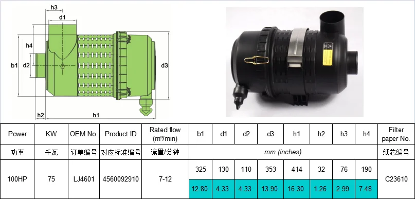 High Quality Original Parts More Popular Air Compressor Filter Housing Assembly C23610 AF25729 P782104