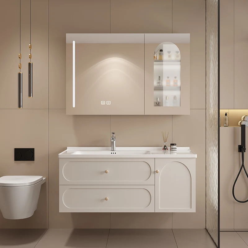 Factory Price Direct Sale Hotel Bathroom Sink Cabinets Wall Mounted Multi-layer Eucalyptus Furniture Bathroom Vanity Cabinets