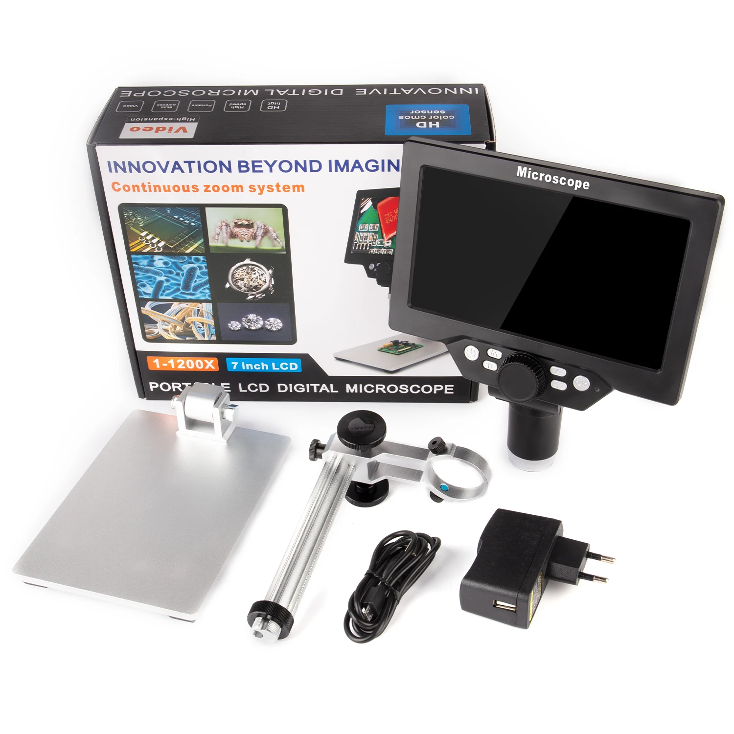 
7 Inch HD LCD Screen Microscope Digital with big metal base stereo for PCB repair 