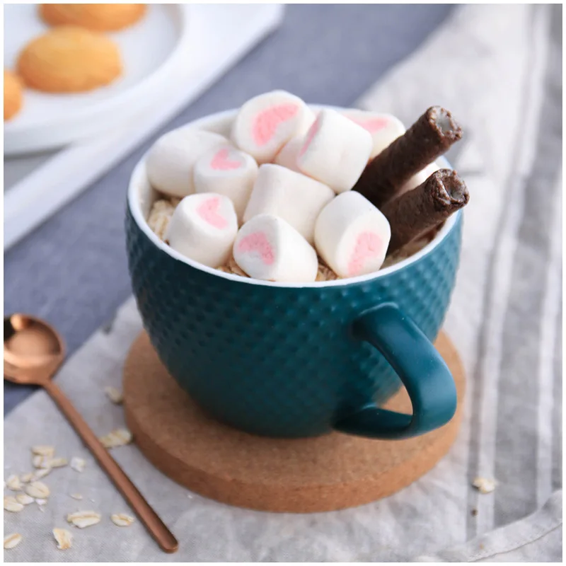 15OZ Porcelain Cup And Aaucer Porcelain Espresso Cup Cappuccino Cups Set With Wood Coaster For Cafe Lattes