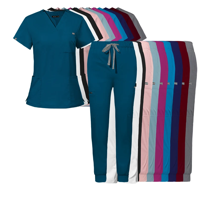 High Quality Custom Scrubs Surgical Uniforms Nurse Set Work Wear Medical Women Scrub Set Breathable Hospital Nursing Uniform Set