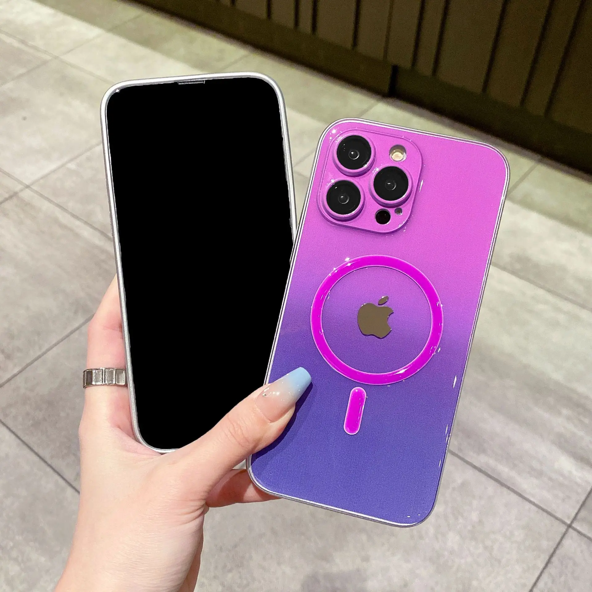 Luminous Magneticbsorption Gradient Wireless Charging with Lens Film phone case for iphone Xr Xs 11 12 13 14ProMax Cell Cover