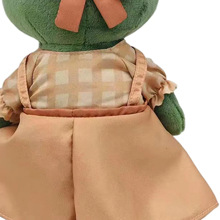 Wholesale OEM cartoon green frog plush animal doll toy with dress custom kawaii stuffed frog animal toy
