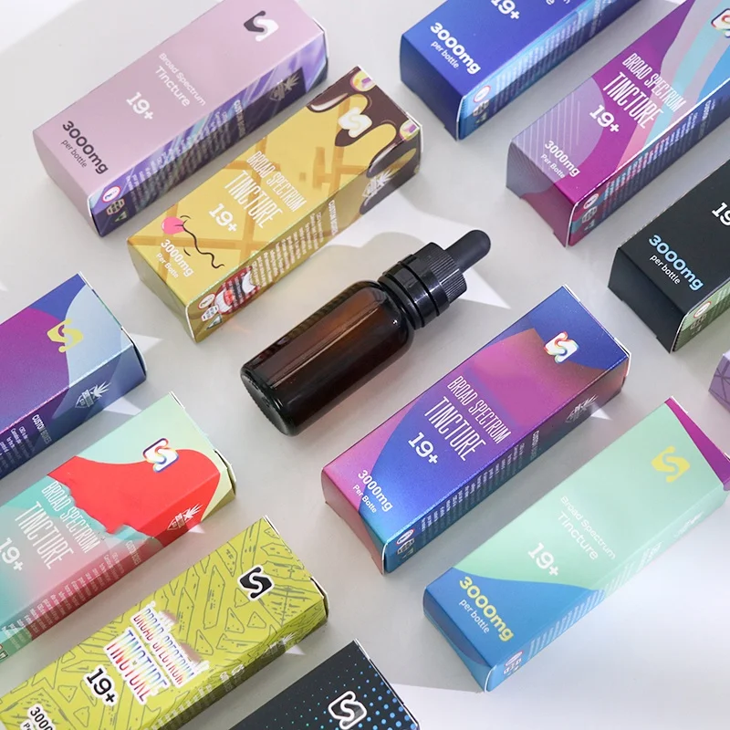 Custom delta-8 1500mg 3000mg hemp oil pain relief cream spray syringe cone terpenes dropper bottle packaging paper boxes