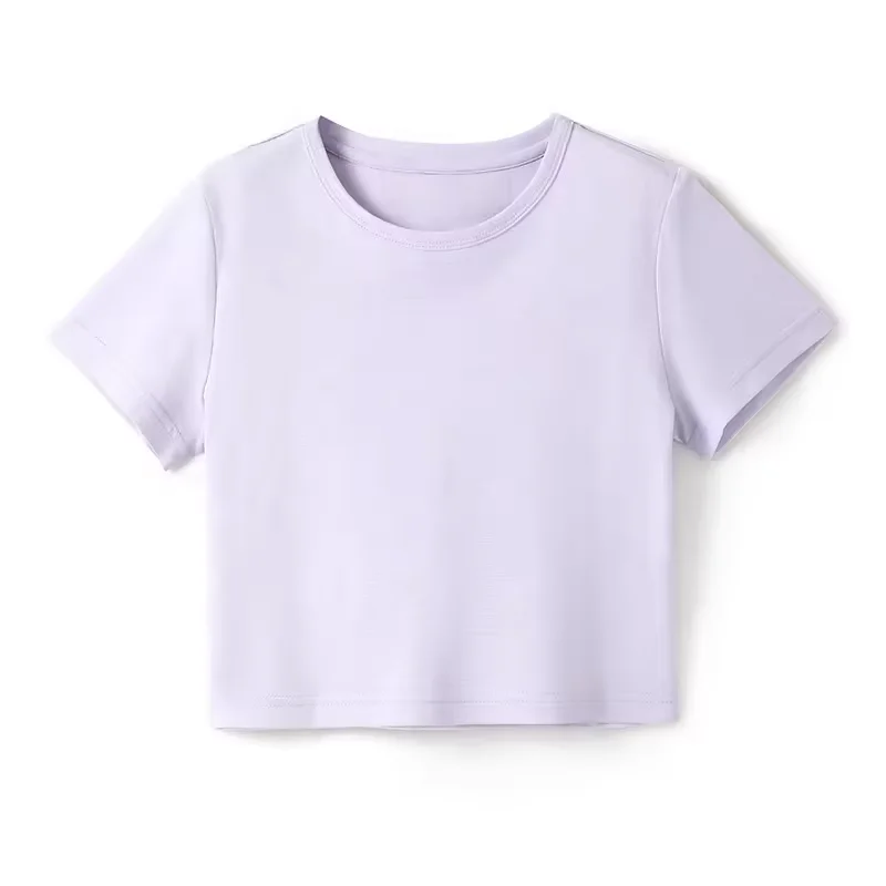 High quality acetic acid silk cotton breathable basic t-shirt short sleeve women shirts crop top wholesale ladies wear